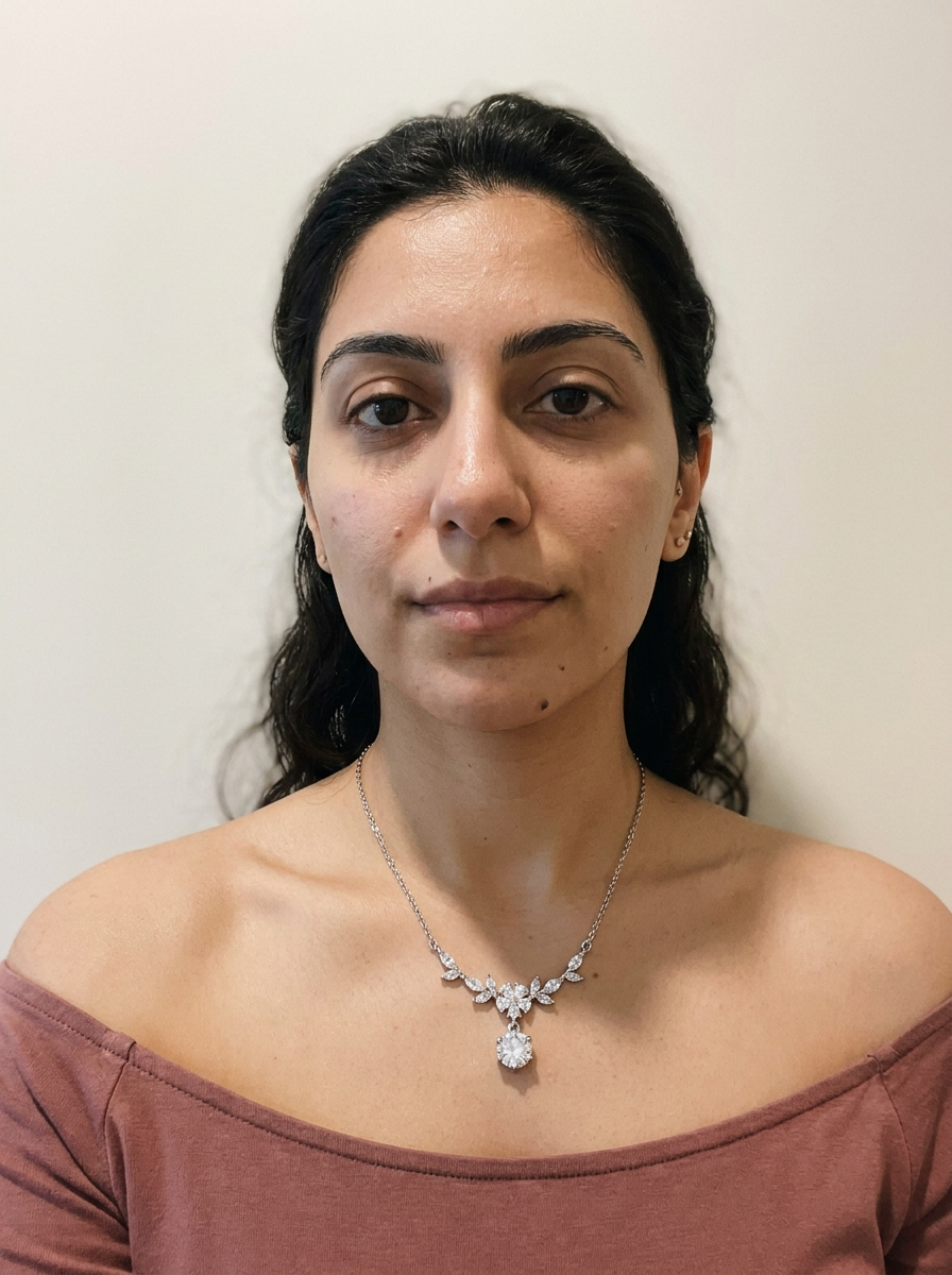 Fribourg Necklace by Meri Jaan — lab-grown moissanite necklace, worn by model