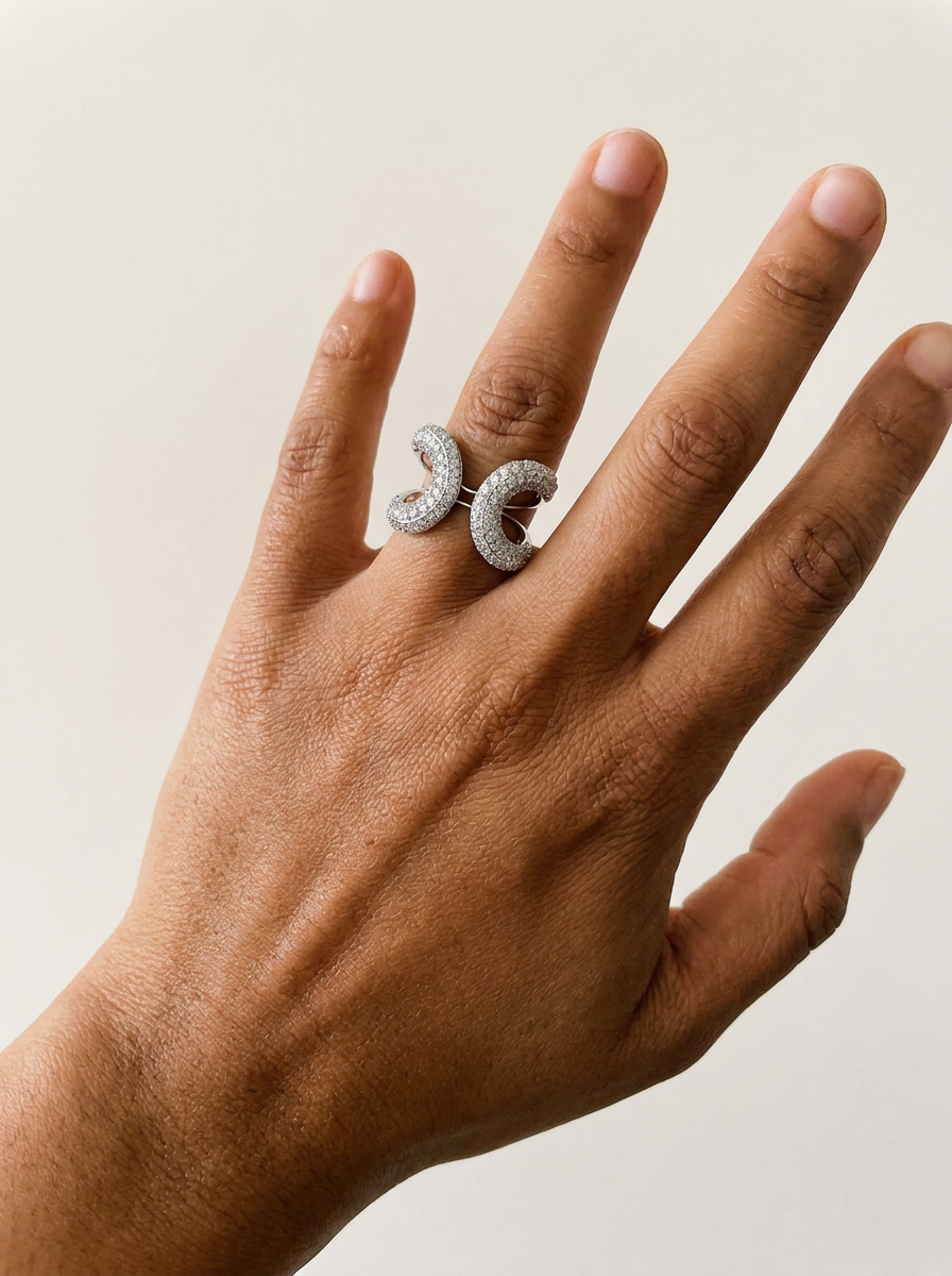 Gandria by Meri Jaan — lab-grown moissanite jewellery, worn by model