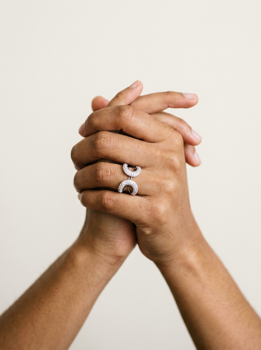 Gandria by Meri Jaan — lab-grown moissanite jewellery, worn by model