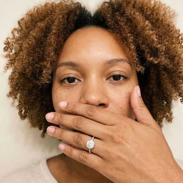 Glarus Ring by Meri Jaan — lab-grown moissanite ring, worn by model