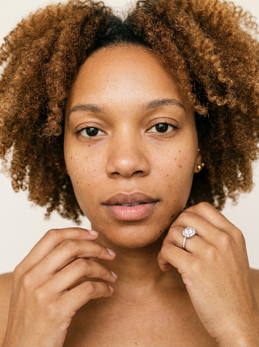 Glarus Ring by Meri Jaan — lab-grown moissanite ring, worn by model