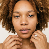 Glarus Ring by Meri Jaan — lab-grown moissanite ring, worn by model