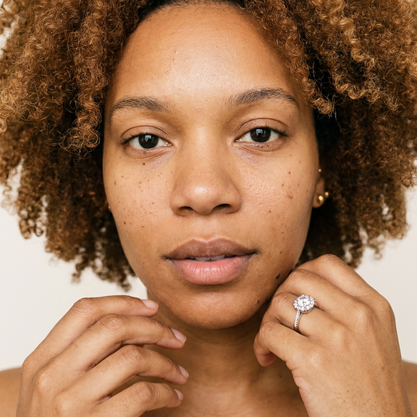Glarus Ring by Meri Jaan — lab-grown moissanite ring, worn by model