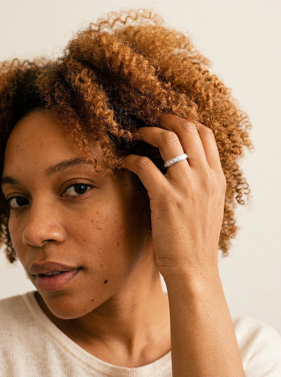 Grimentz by Meri Jaan — lab-grown moissanite jewellery, worn by model