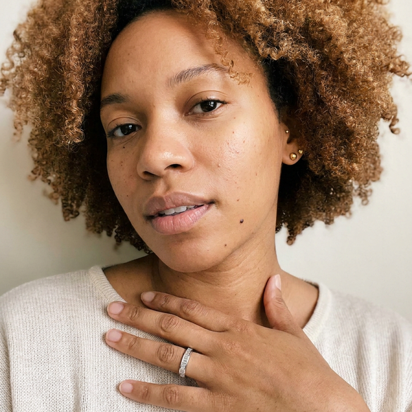 Grimentz by Meri Jaan — lab-grown moissanite jewellery, worn by model