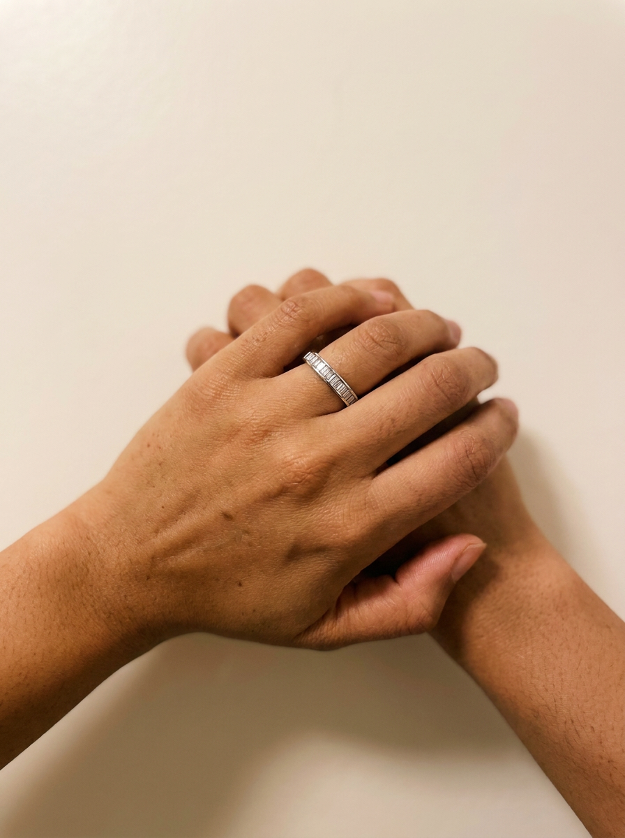 Grimentz by Meri Jaan — lab-grown moissanite jewellery, worn by model