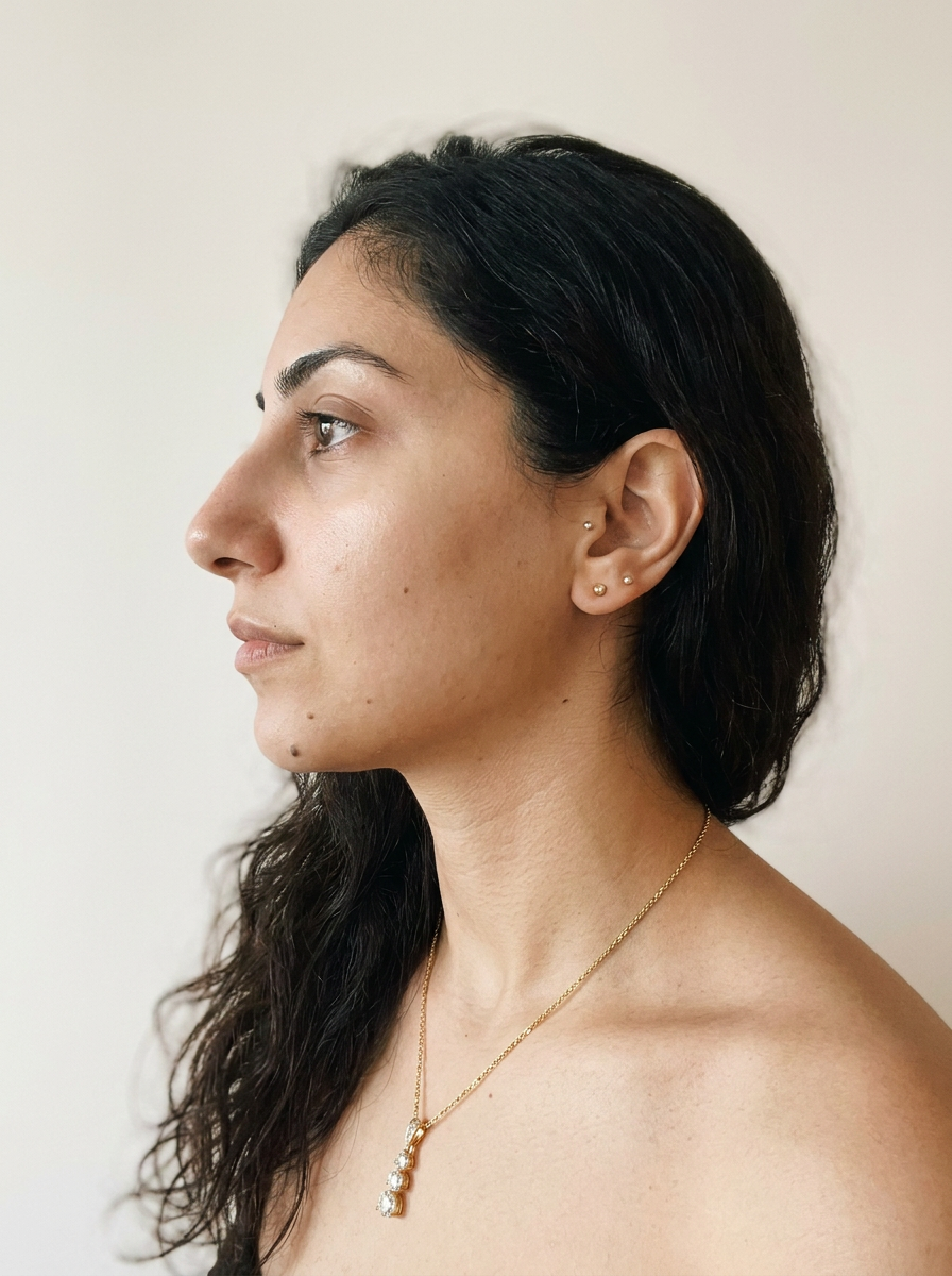 Gstaad Necklace by Meri Jaan — lab-grown moissanite necklace, worn by model