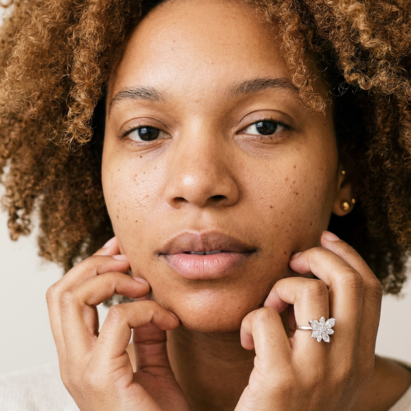 Guarda by Meri Jaan — lab-grown moissanite jewellery, worn by model