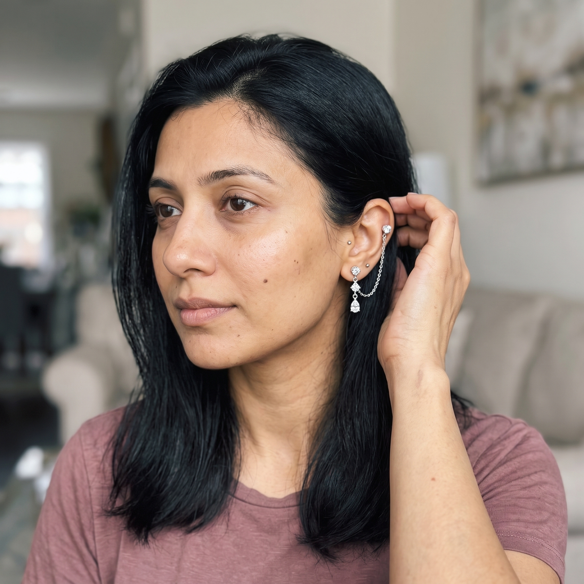 Samnaun Earrings worn by model