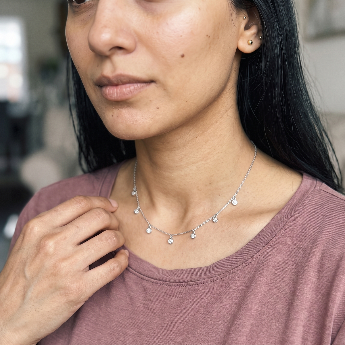 Carona Necklace worn by model