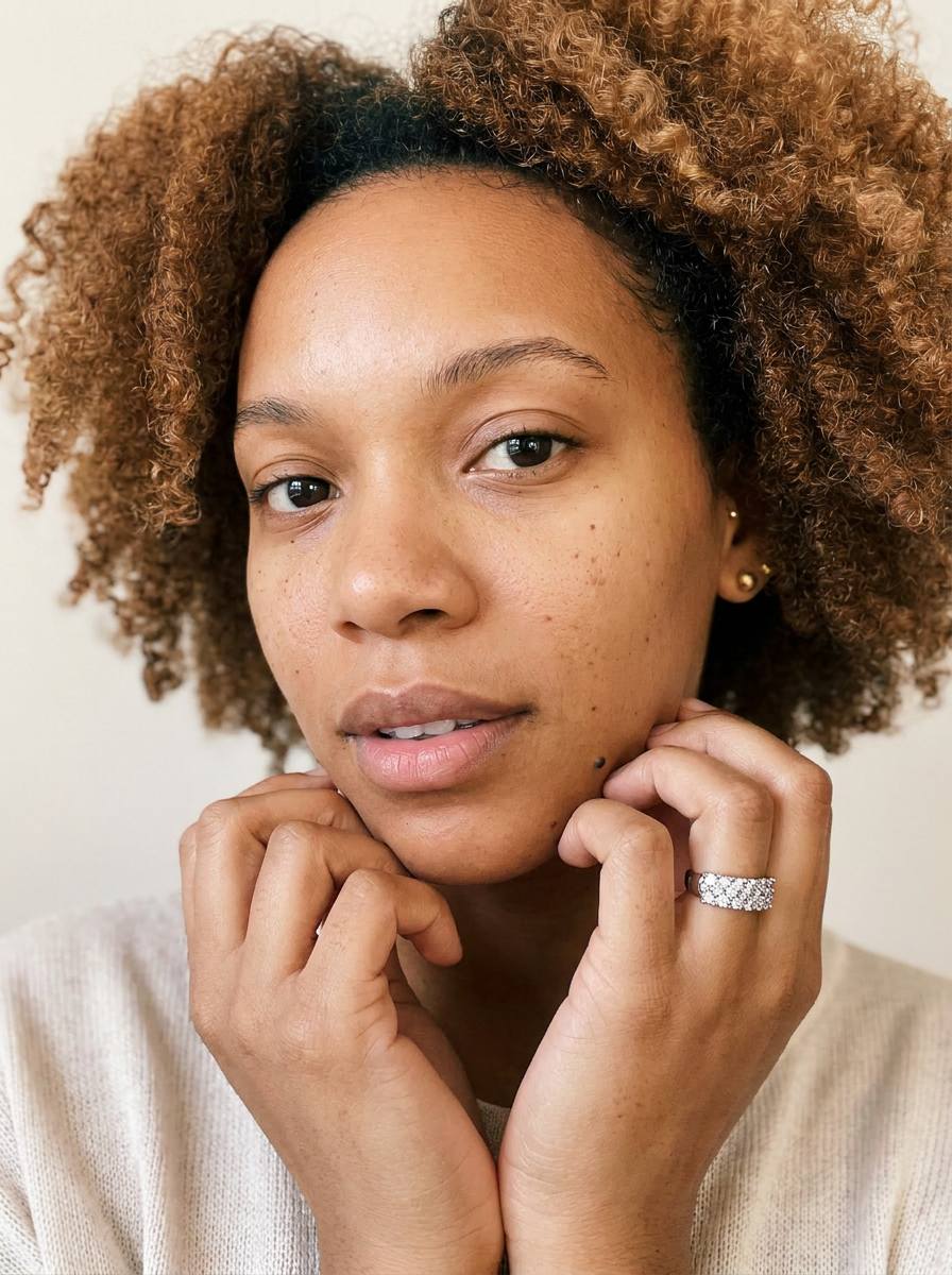 La Chaux-de-Fonds Ring by Meri Jaan — lab-grown moissanite ring, worn by model