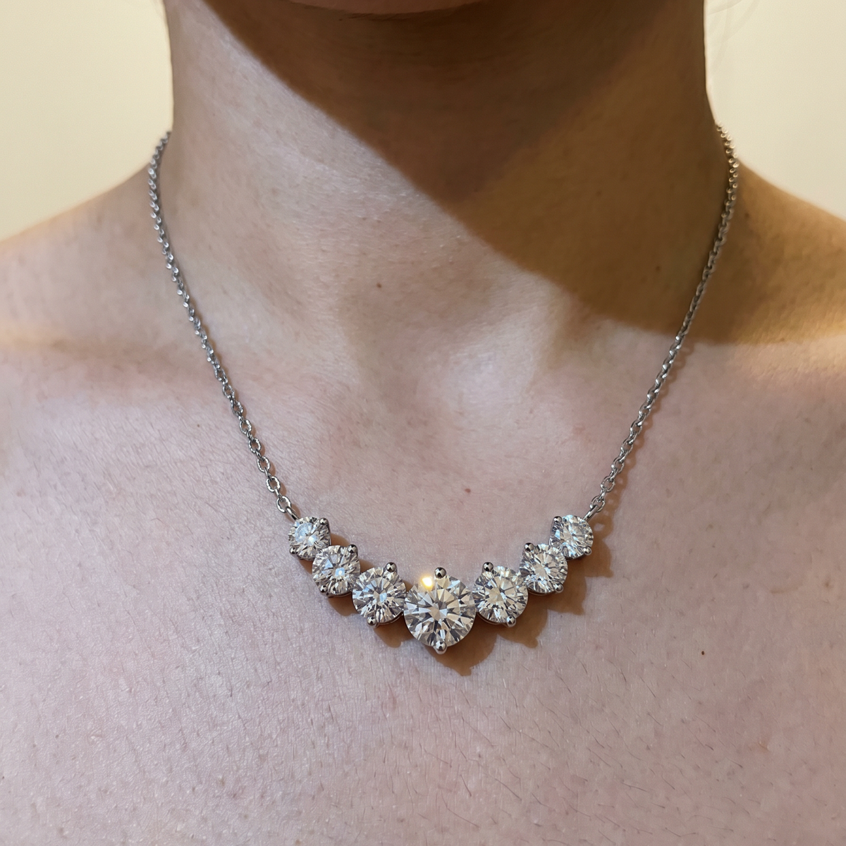 Laufenburg Necklace by Meri Jaan — lab-grown moissanite necklace, worn by model