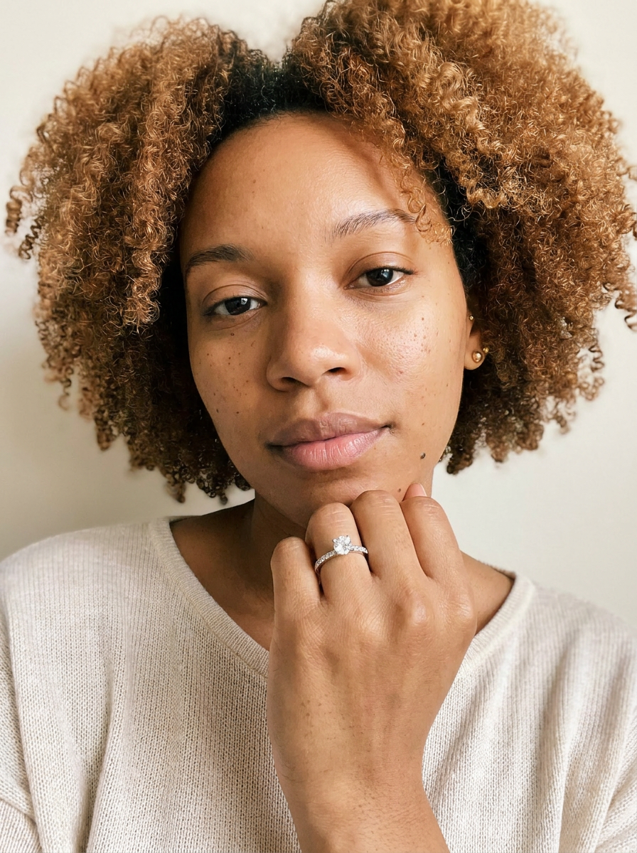 Lavertezzo by Meri Jaan — lab-grown moissanite jewellery, worn by model