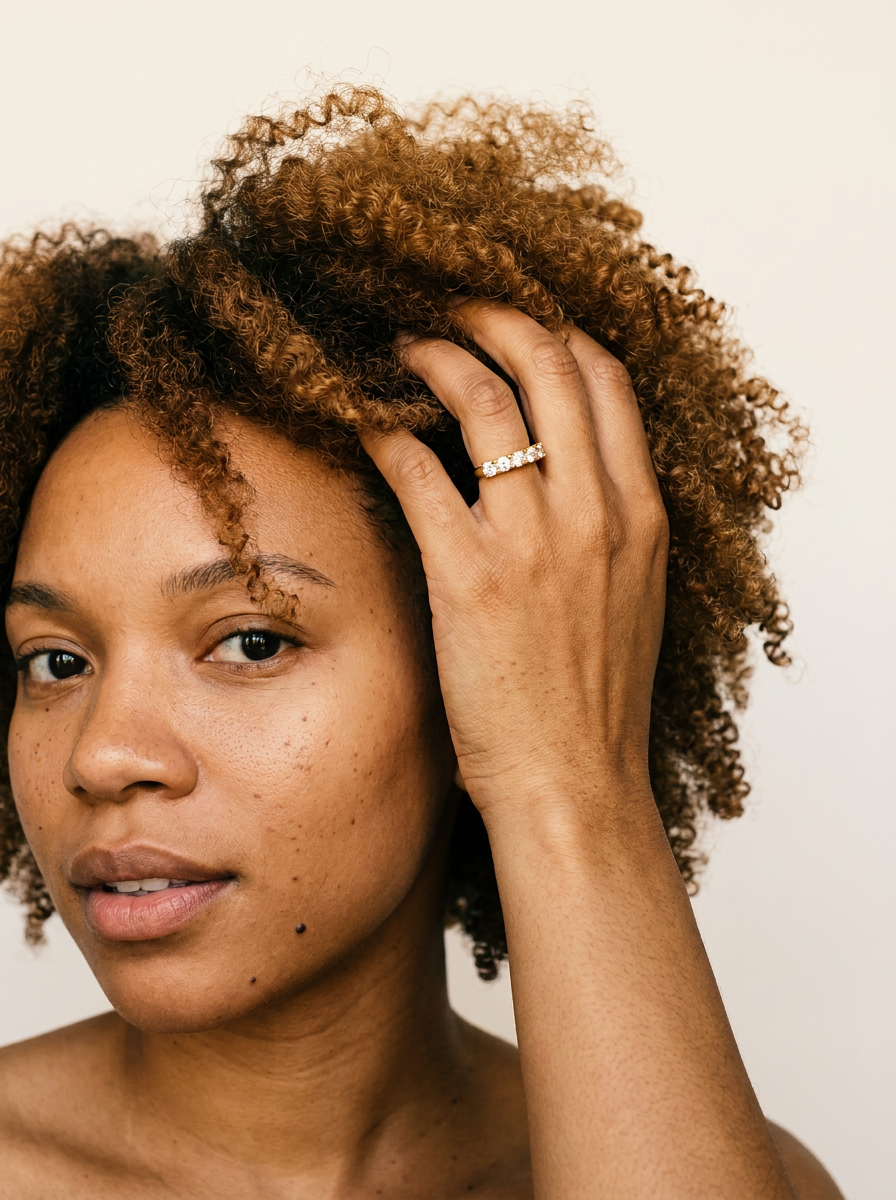 Luzern Ring by Meri Jaan — lab-grown moissanite ring, worn by model