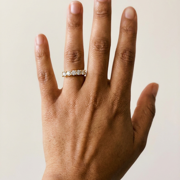 Luzern Ring by Meri Jaan — lab-grown moissanite ring, worn by model