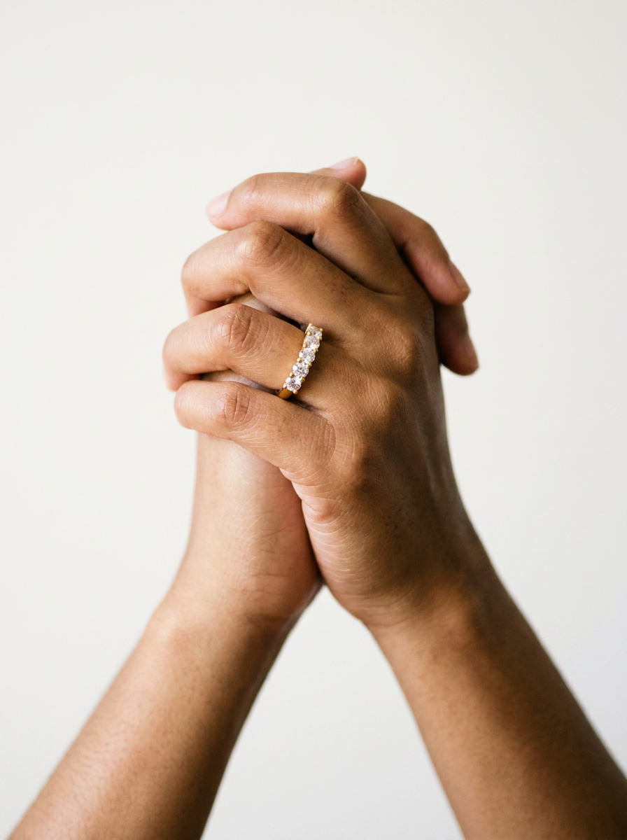 Luzern Ring by Meri Jaan — lab-grown moissanite ring, worn by model