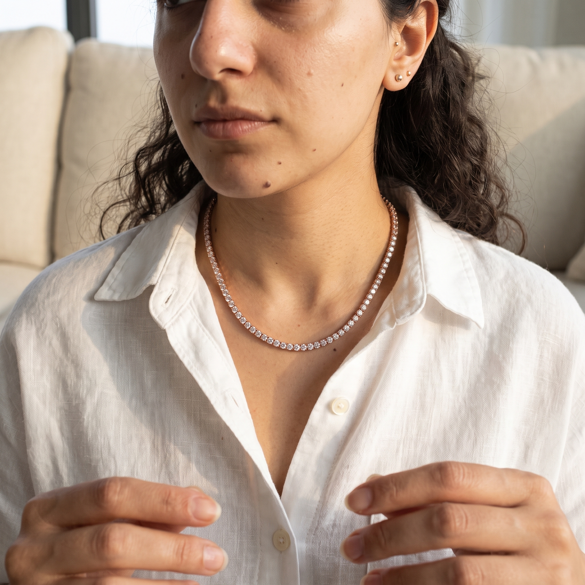 Melide Necklace worn by model