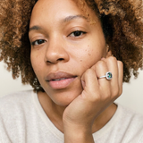 Menzingen Ring by Meri Jaan — lab-grown moissanite ring, worn by model