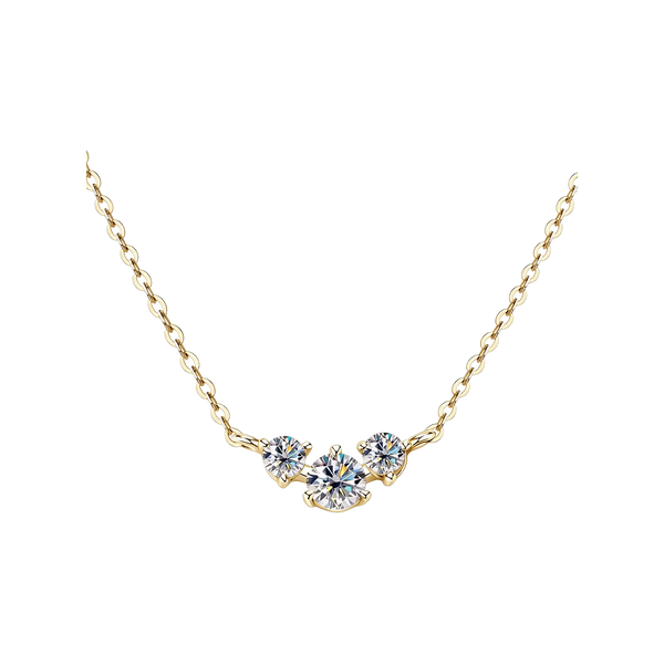 Necklaces category - gold three stone moissanite necklace