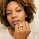 Montagne Ring by Meri Jaan — lab-grown moissanite ring, worn by model