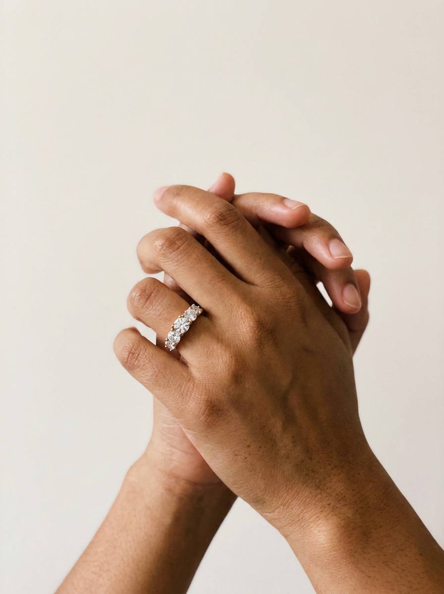 Montagne Ring by Meri Jaan — lab-grown moissanite ring, worn by model