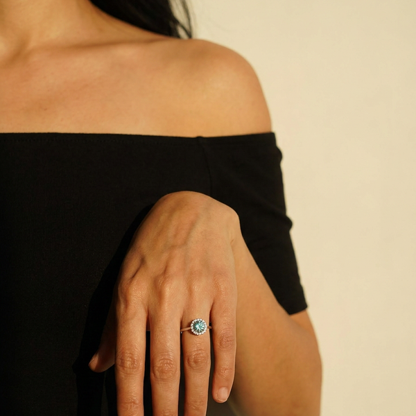 Morcote by Meri Jaan — lab-grown moissanite jewellery, worn by model