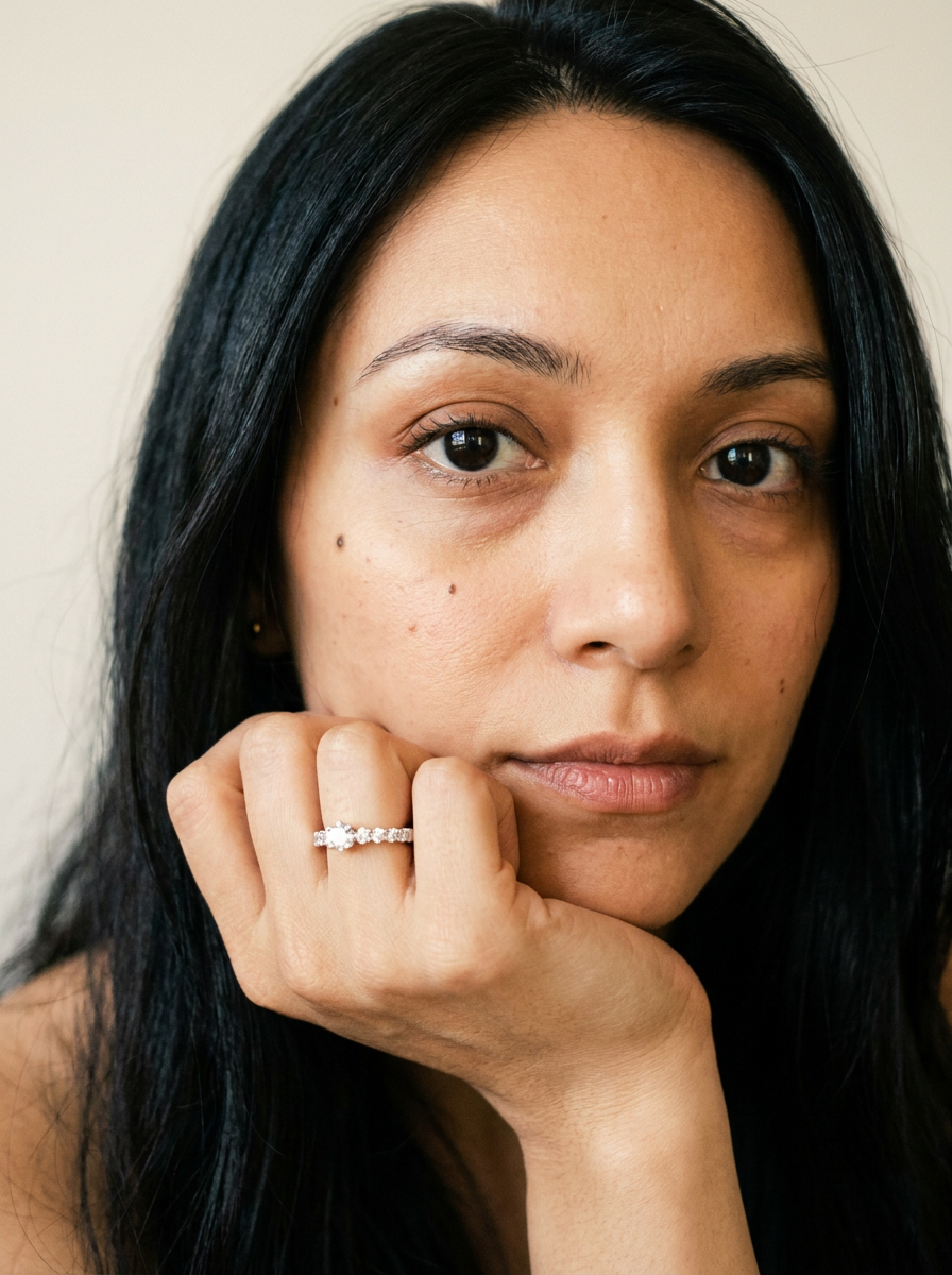 Mürren by Meri Jaan — lab-grown moissanite jewellery, worn by model