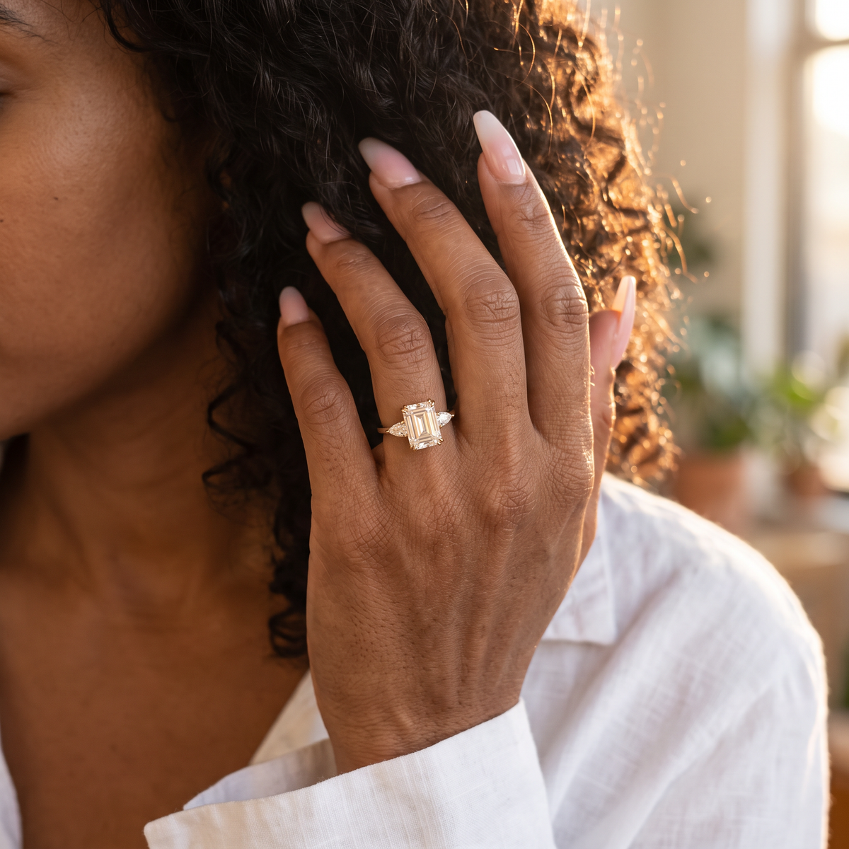 Mutton Ring by Meri Jaan — lab-grown moissanite ring, worn by model
