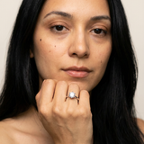 Nyon Ring by Meri Jaan — lab-grown moissanite ring, worn by model
