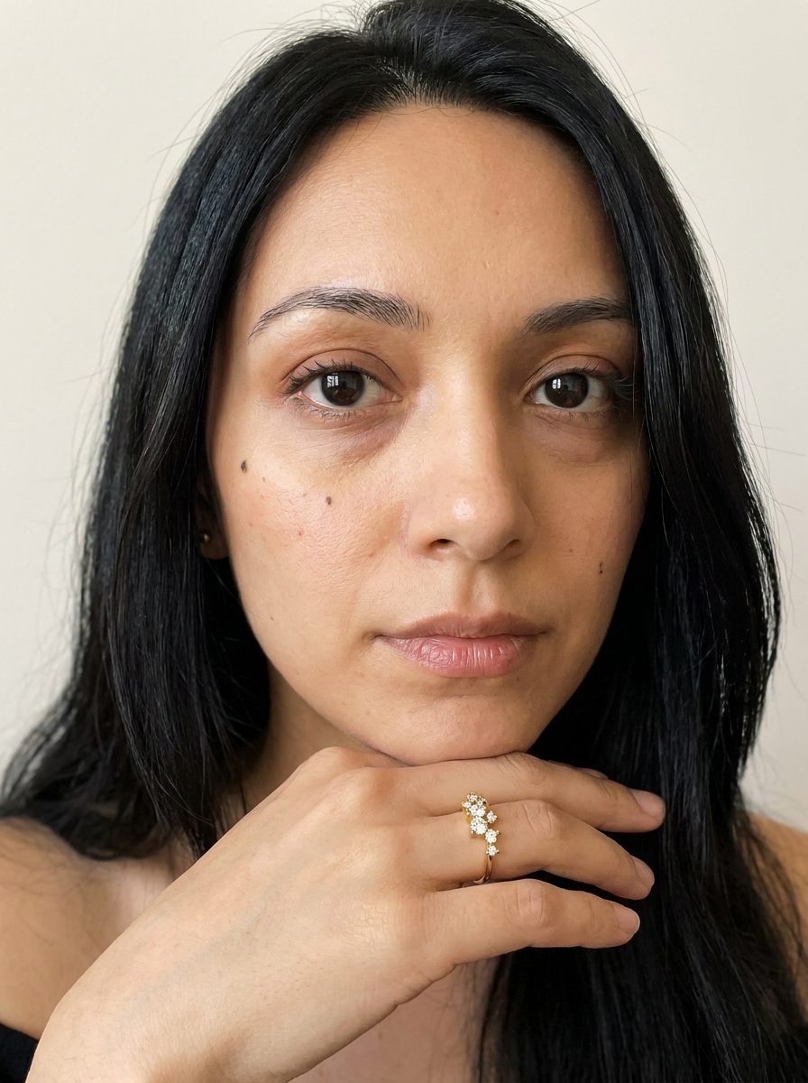 Ponte Tresa Ring by Meri Jaan — lab-grown moissanite ring, worn by model