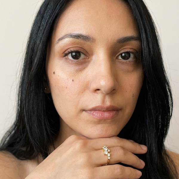 Ponte Tresa Ring by Meri Jaan — lab-grown moissanite ring, worn by model