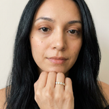Rhone Ring by Meri Jaan — lab-grown moissanite ring, worn by model