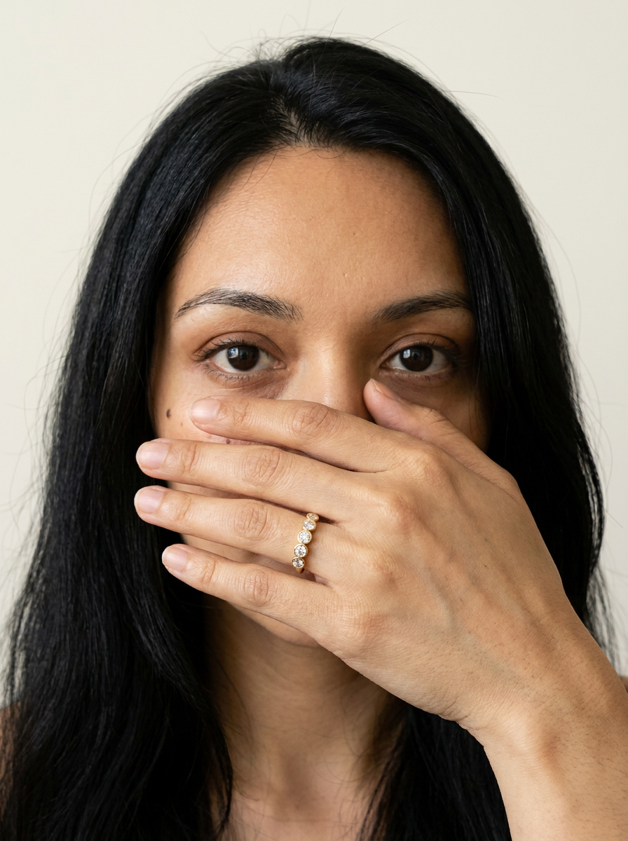 Rhone Ring by Meri Jaan — lab-grown moissanite ring, worn by model