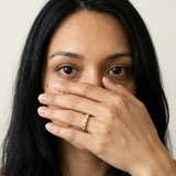 Rhone Ring by Meri Jaan — lab-grown moissanite ring, worn by model