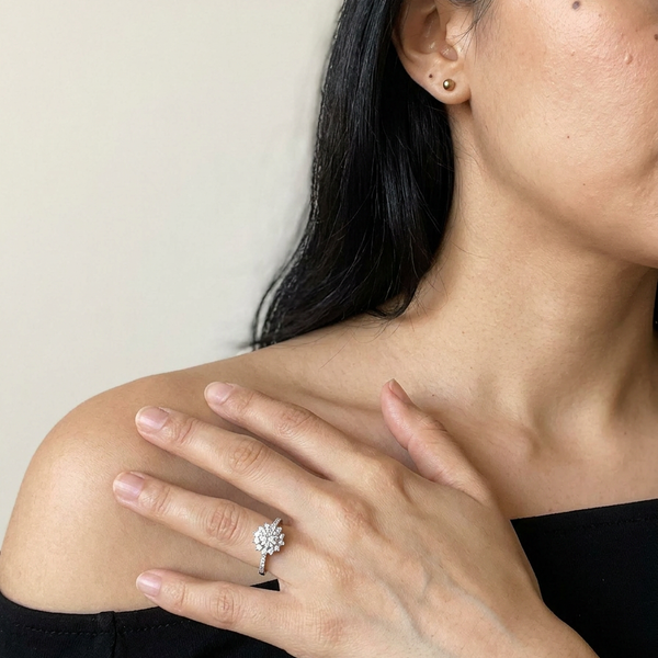Romainmôtier by Meri Jaan — lab-grown moissanite jewellery, worn by model
