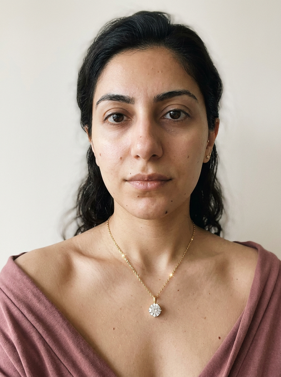 Rothenthurm Necklace by Meri Jaan — lab-grown moissanite necklace, worn by model