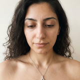Saint-Moritz Necklace by Meri Jaan — lab-grown moissanite necklace, worn by model