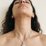 Saint-Moritz Necklace by Meri Jaan — lab-grown moissanite necklace, worn by model