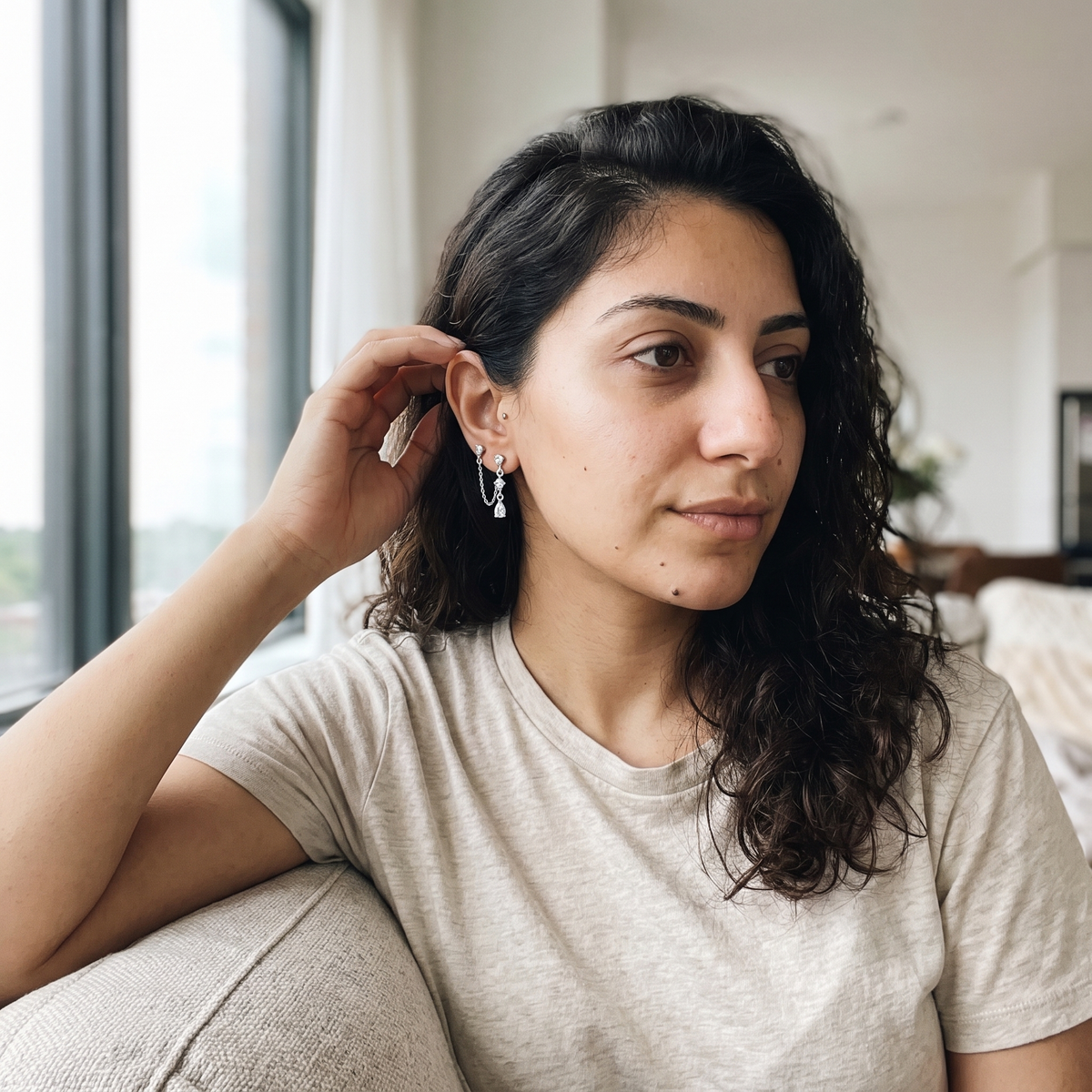 Samnaun Earrings worn by model