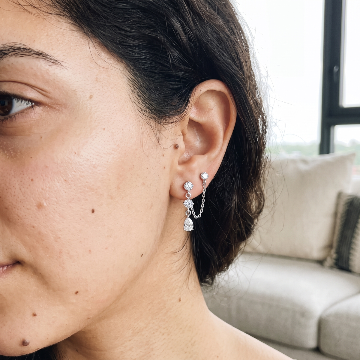 Samnaun Earrings worn by model