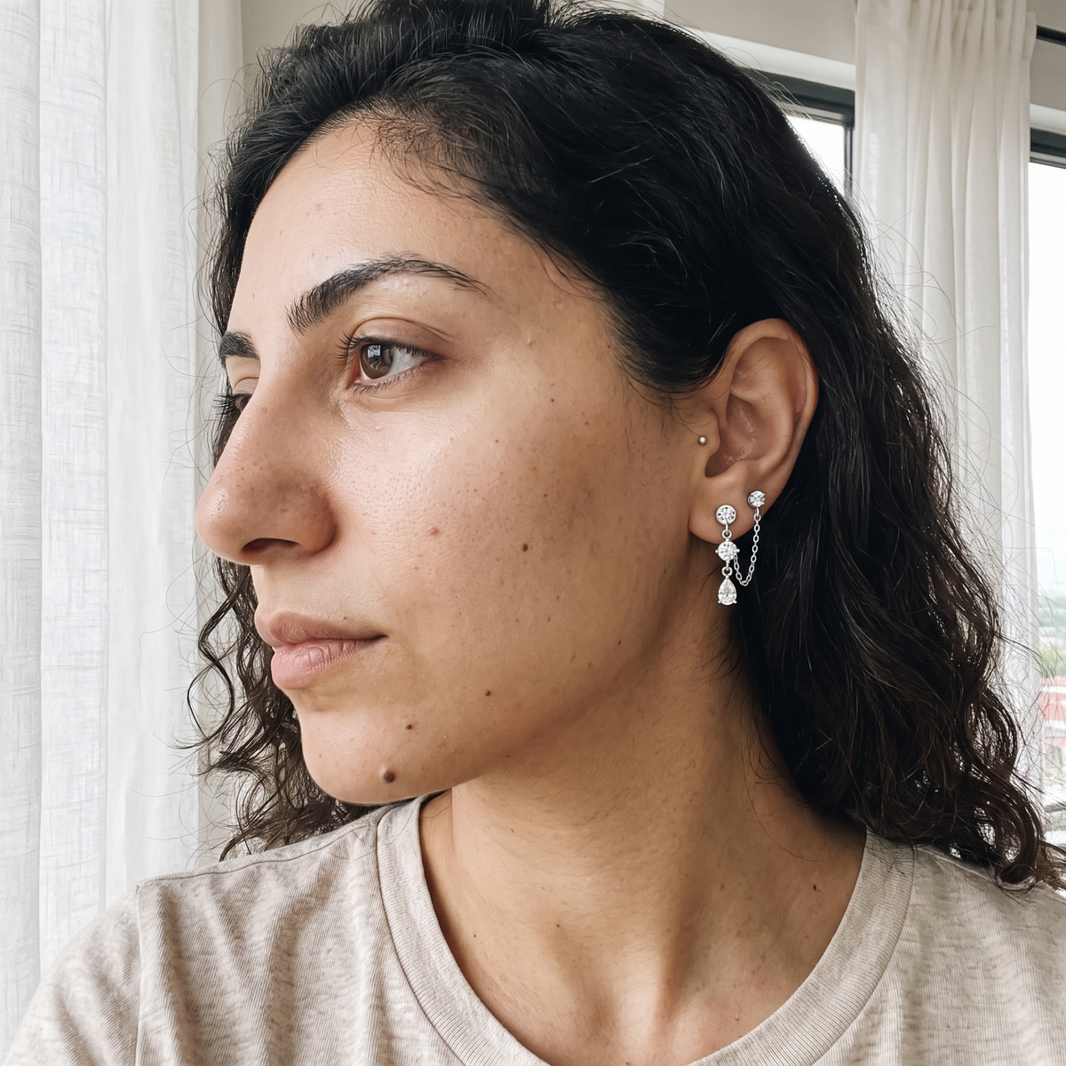 Samnaun Earrings worn by model