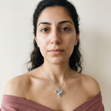 Schwyz Necklace by Meri Jaan — lab-grown moissanite necklace, worn by model