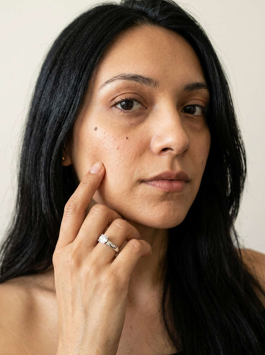 Sils Maria by Meri Jaan — lab-grown moissanite jewellery, worn by model