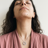 Sion Necklace by Meri Jaan — lab-grown moissanite necklace, worn by model