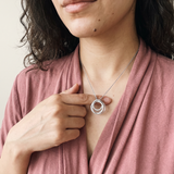 Sion Necklace by Meri Jaan — lab-grown moissanite necklace, worn by model