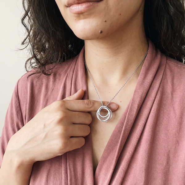 Sion Necklace by Meri Jaan — lab-grown moissanite necklace, worn by model