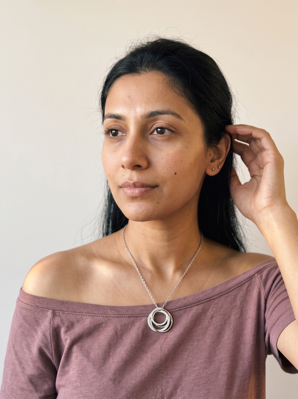 Sion Necklace worn by model