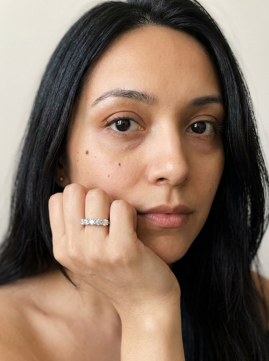 Sion Ring by Meri Jaan — lab-grown moissanite ring, worn by model