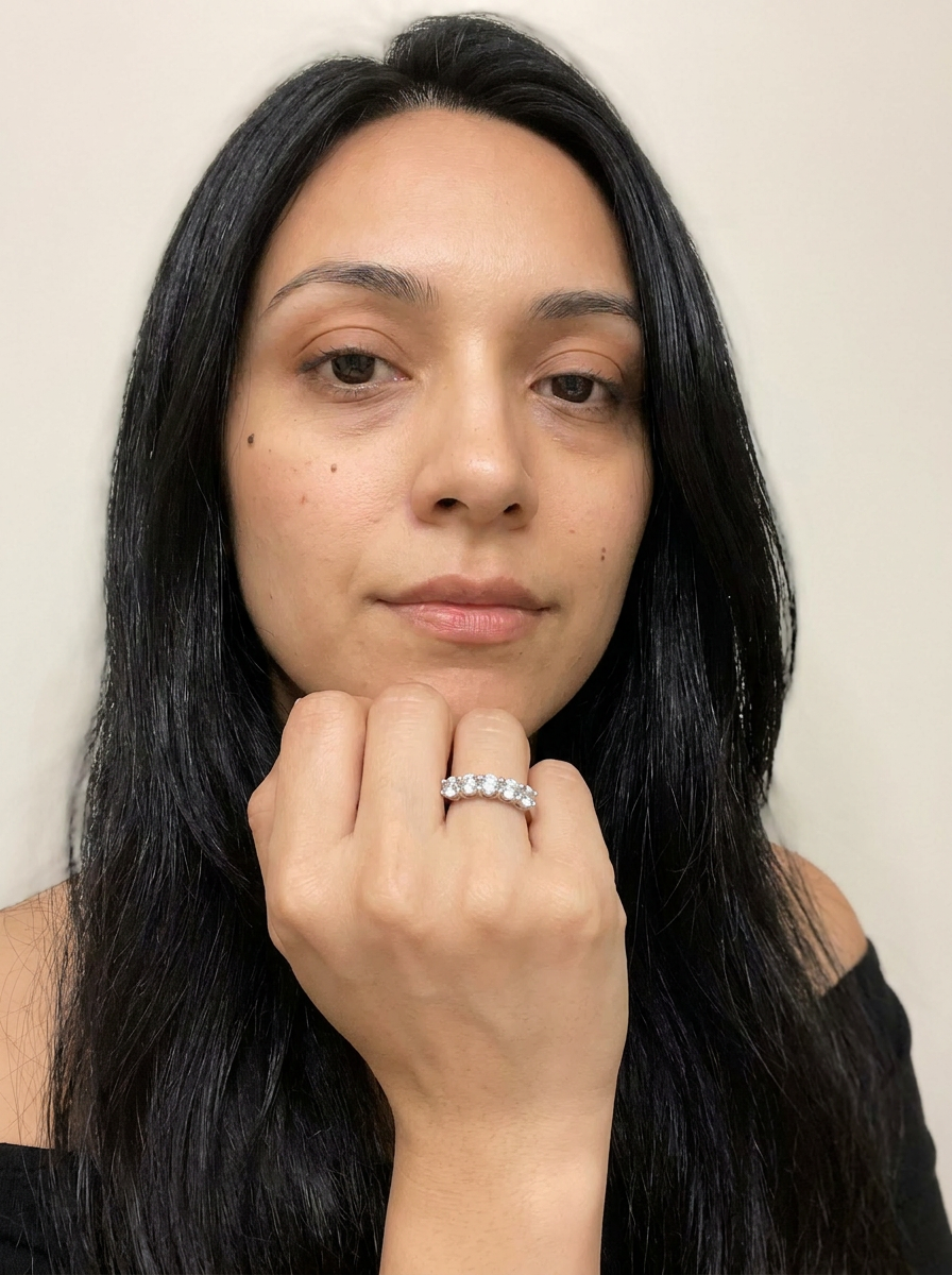 Sion Ring by Meri Jaan — lab-grown moissanite ring, worn by model