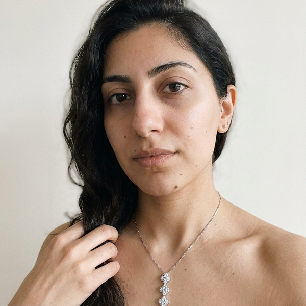 Soglio by Meri Jaan — lab-grown moissanite jewellery, worn by model